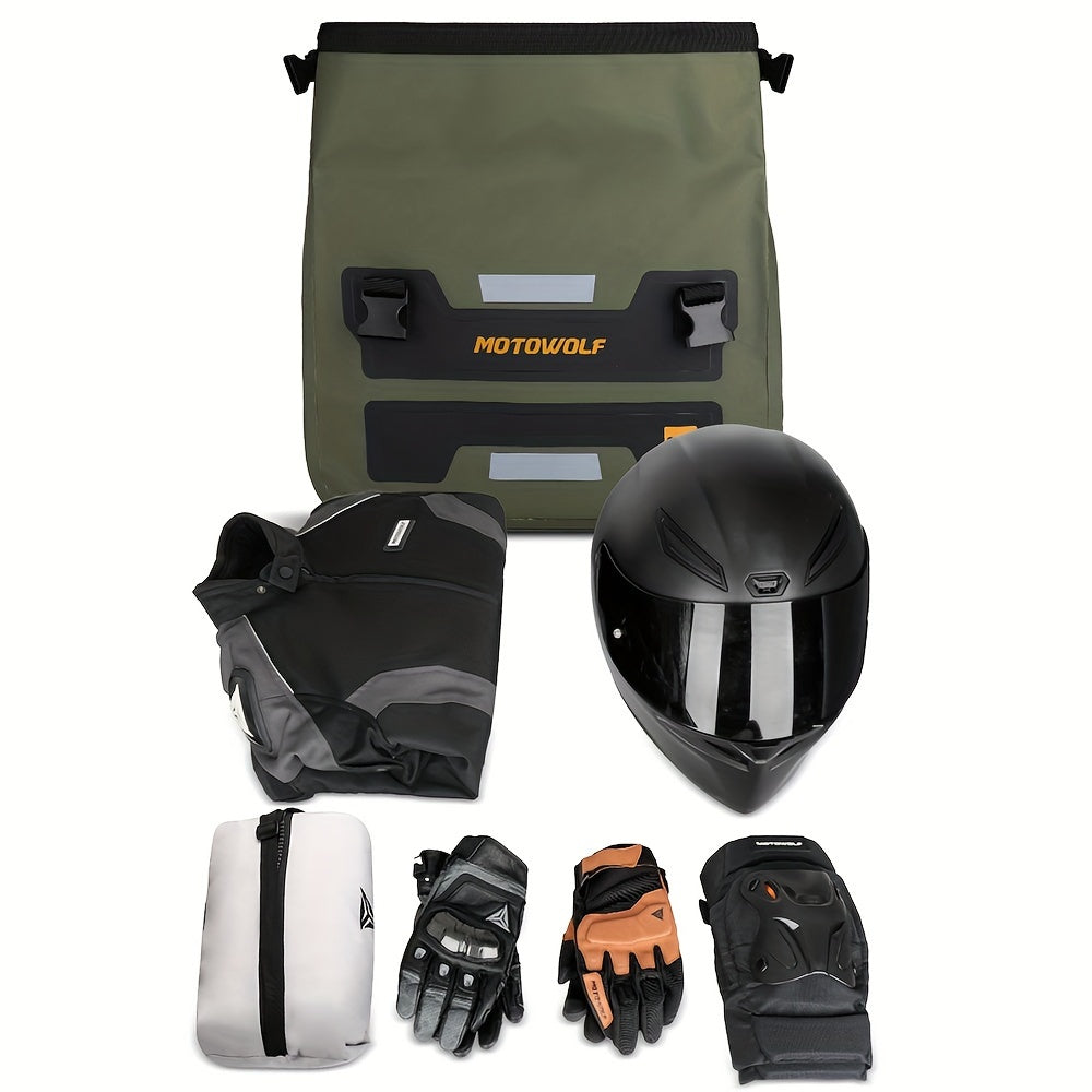 Bolsa Laterais Impermeáveis para Moto - MOTOWOLF 60L (30L Cada) - Verde Militar