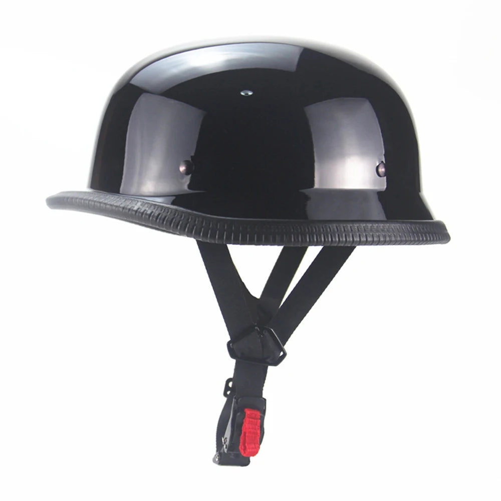 Capacete Vintage Half Face Estilo Alemão para Motocicleta - Modelo Cruiser Chopper DOT Aprovado