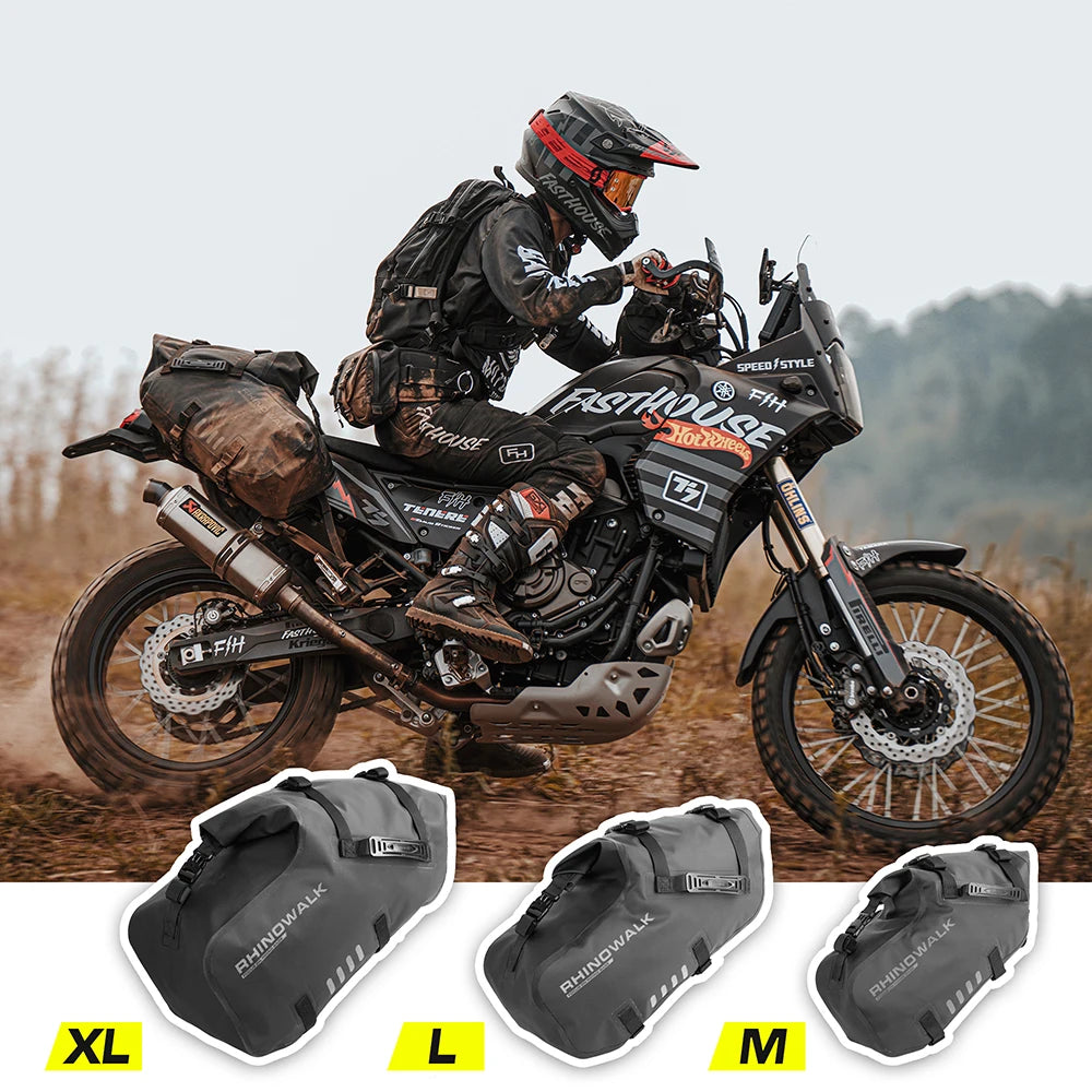 Bolsa de Motocicleta Rhinowalk 100% Impermeável - 18L/28L/48L Capacidade Grande com Ajuste Universal