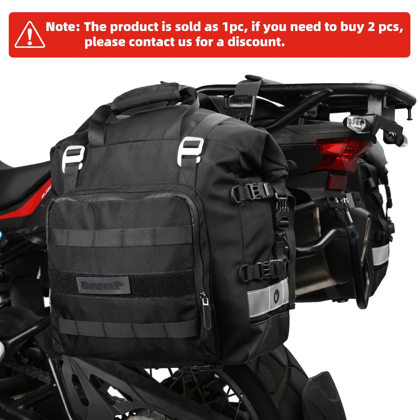 Bolsa Lateral para Moto Rhinowalk – 20L-30L, Universal, Impermeável e com Bolsa Interna Removível