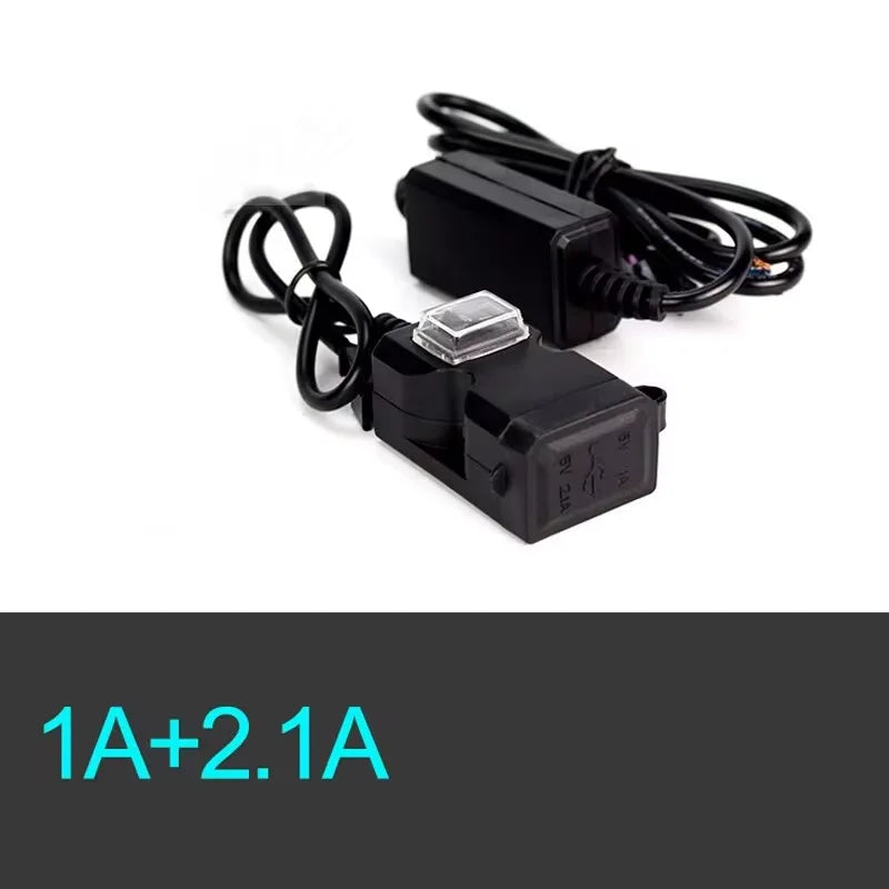 Carregador USB para Moto com Voltímetro e Porta Dupla, À Prova D'Água (12-24V)