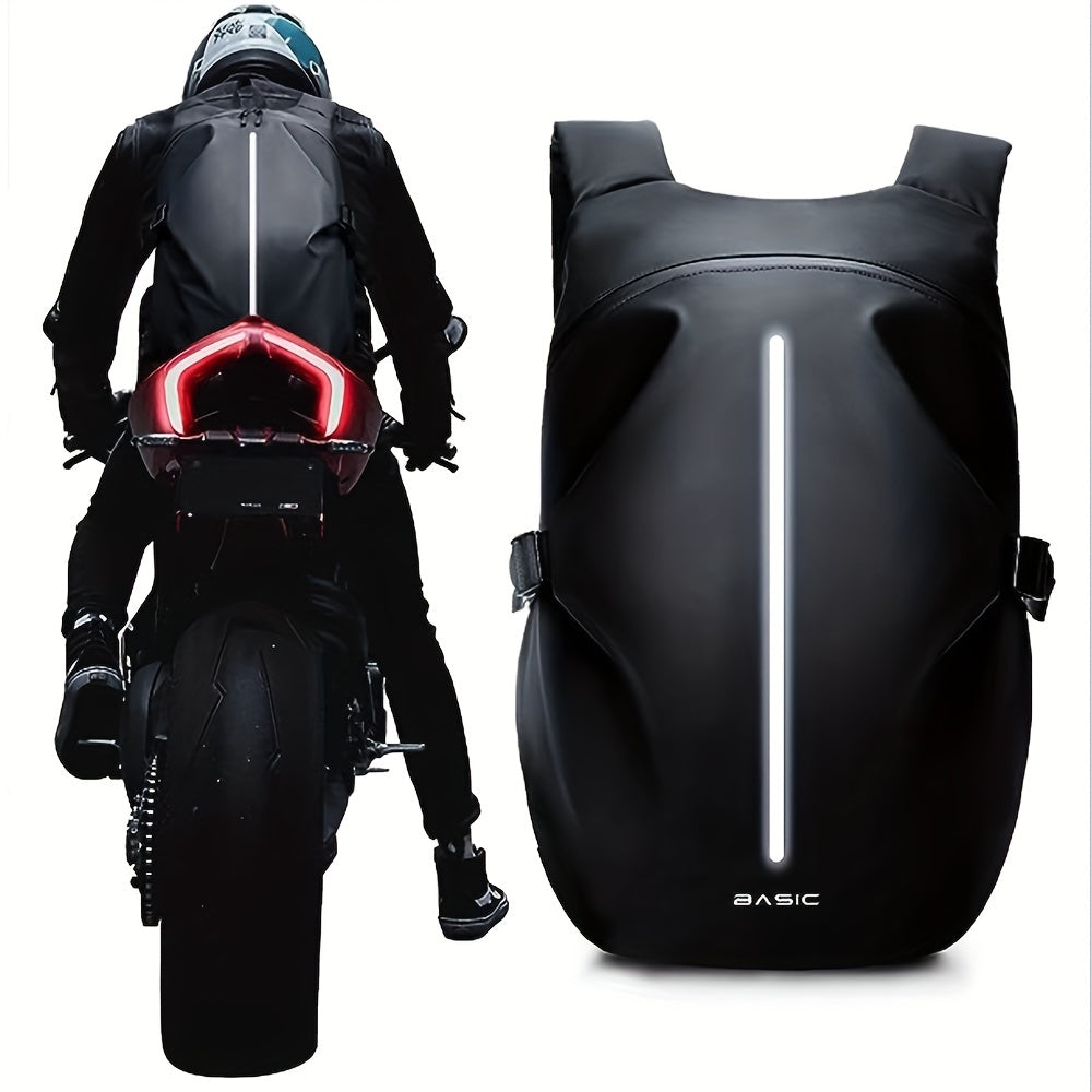 Mochila para Motociclista Preta - Armazenamento de Capacete e Viagem, Mochila de Ciclismo Refletiva, Grande Capacidade