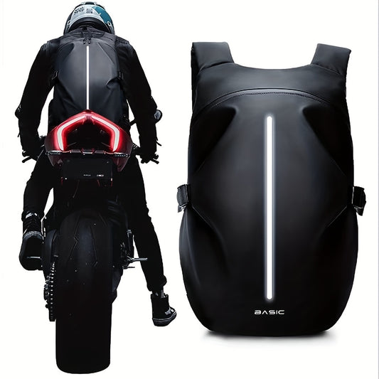Mochila para Motociclista Preta - Armazenamento de Capacete e Viagem, Mochila de Ciclismo Refletiva, Grande Capacidade
