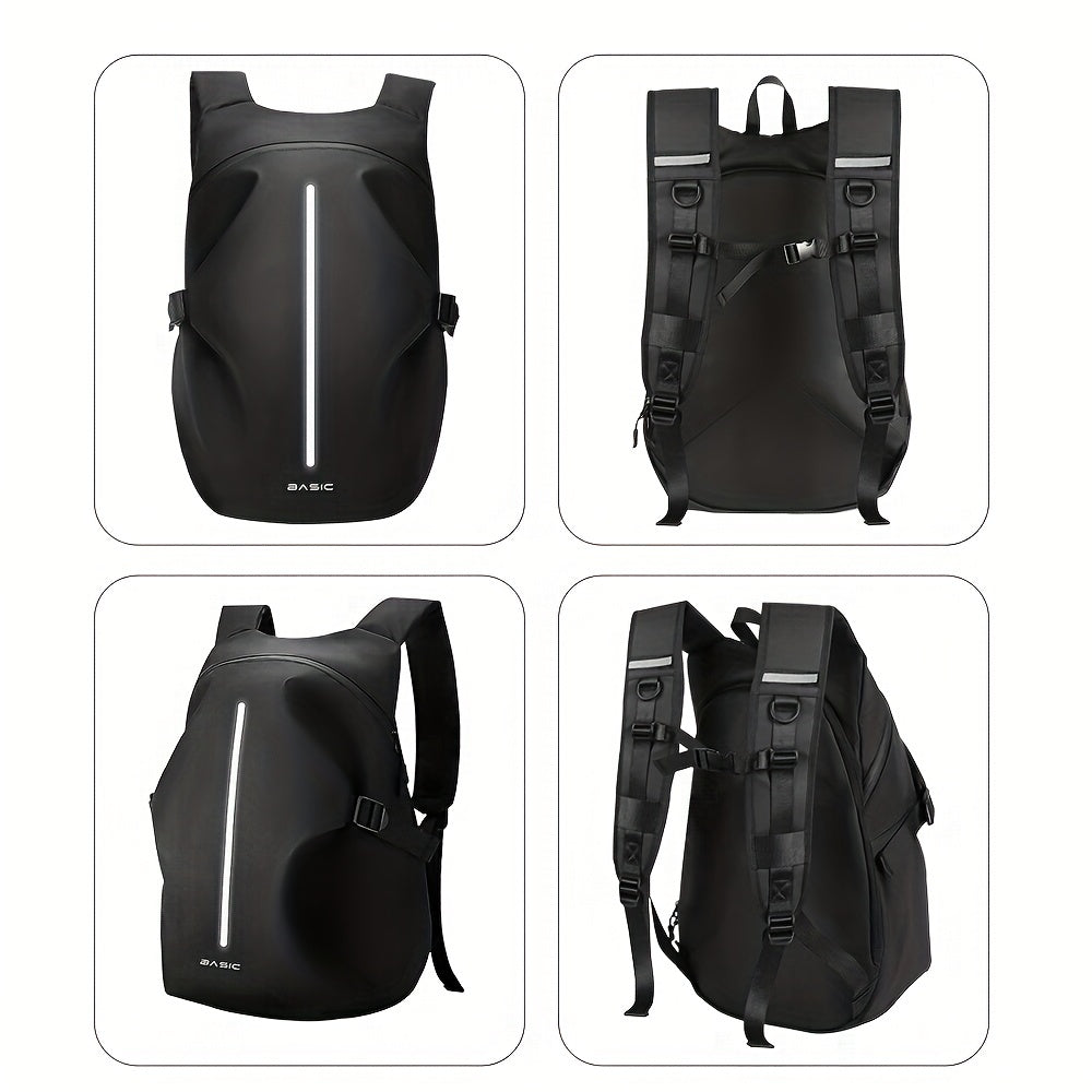 Mochila para Motociclista Preta - Armazenamento de Capacete e Viagem, Mochila de Ciclismo Refletiva, Grande Capacidade