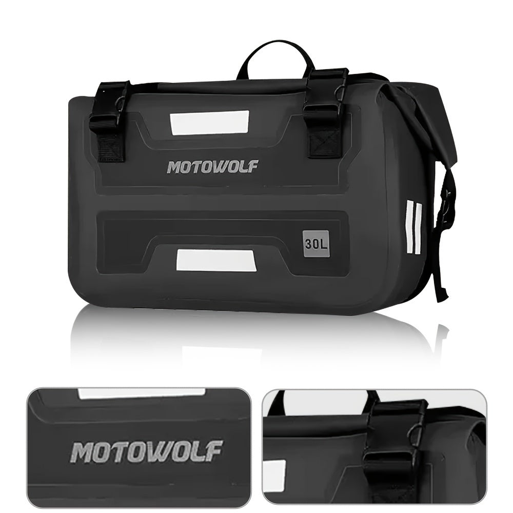 Bolsa Laterais Impermeáveis para Moto - MOTOWOLF 60L (30L Cada) - Verde Militar