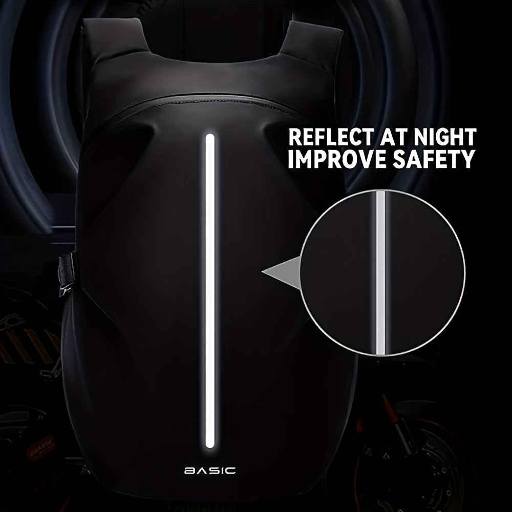Mochila para Motociclista Preta - Armazenamento de Capacete e Viagem, Mochila de Ciclismo Refletiva, Grande Capacidade