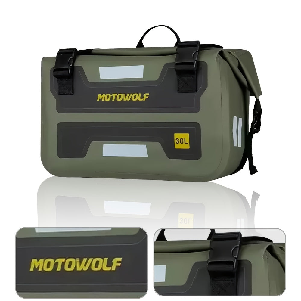 Bolsa Laterais Impermeáveis para Moto - MOTOWOLF 60L (30L Cada) - Verde Militar