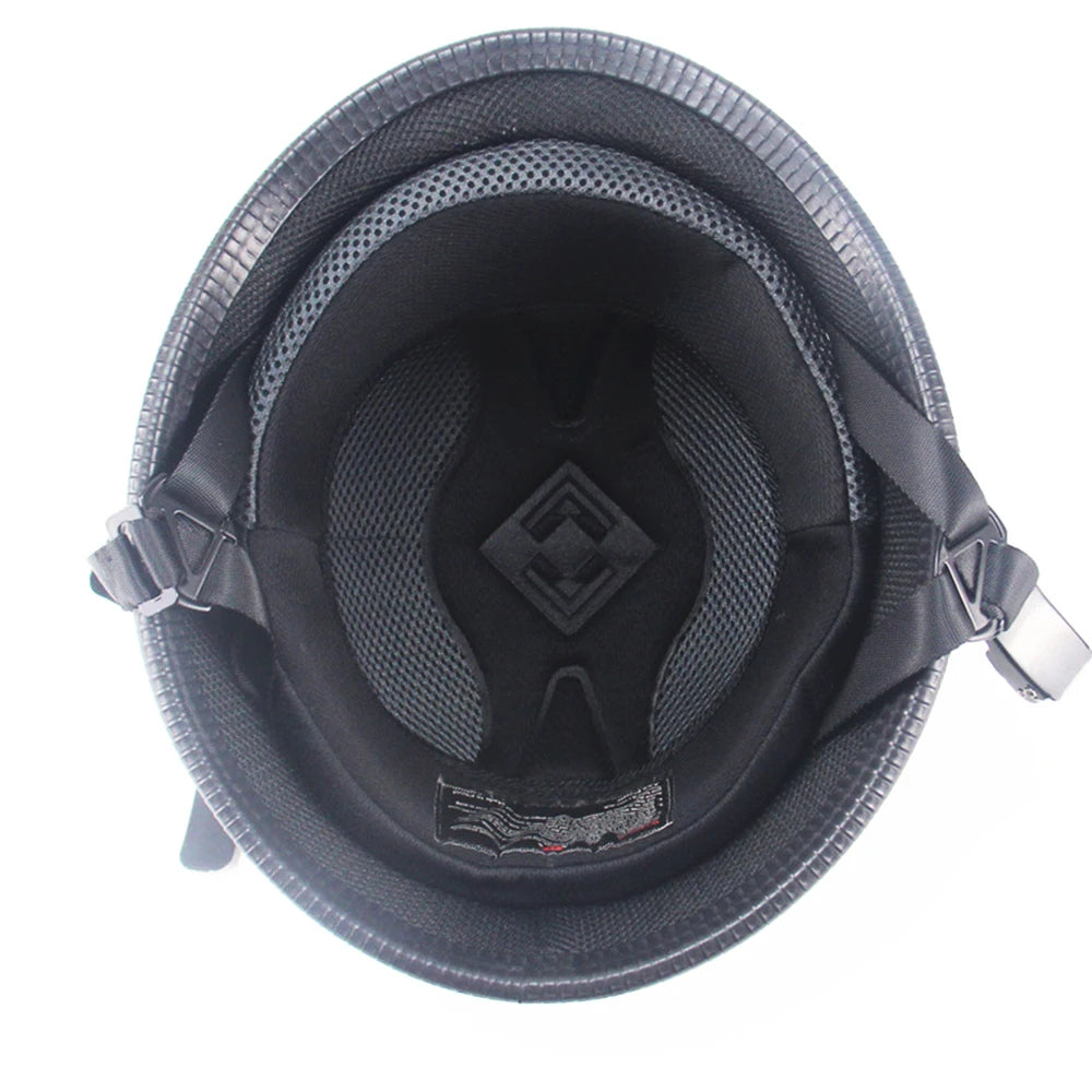 Capacete Vintage Half Face Estilo Alemão para Motocicleta - Modelo Cruiser Chopper DOT Aprovado
