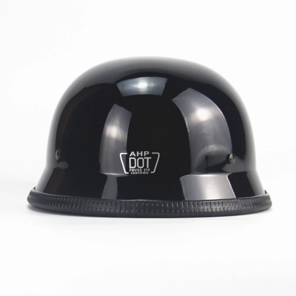 Capacete Vintage Half Face Estilo Alemão para Motocicleta - Modelo Cruiser Chopper DOT Aprovado