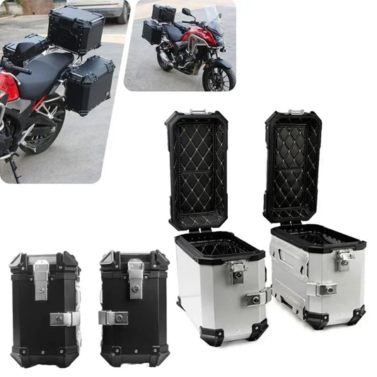Baús Laterais para Motocicleta - Alforge 38L em Alumínio com Fechadura e Liberação Rápida