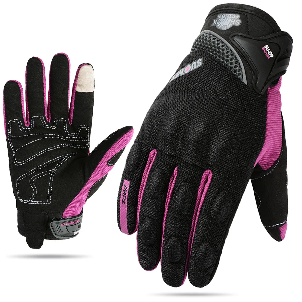 Luvas de Motocicleta Femininas SUOMY - Touch Screen, Completas, em Roxo para Corrida, Escalada, Ciclismo e Motocross