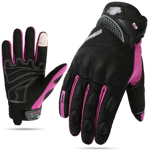 Luvas de Motocicleta Femininas SUOMY - Touch Screen, Completas, em Roxo para Corrida, Escalada, Ciclismo e Motocross