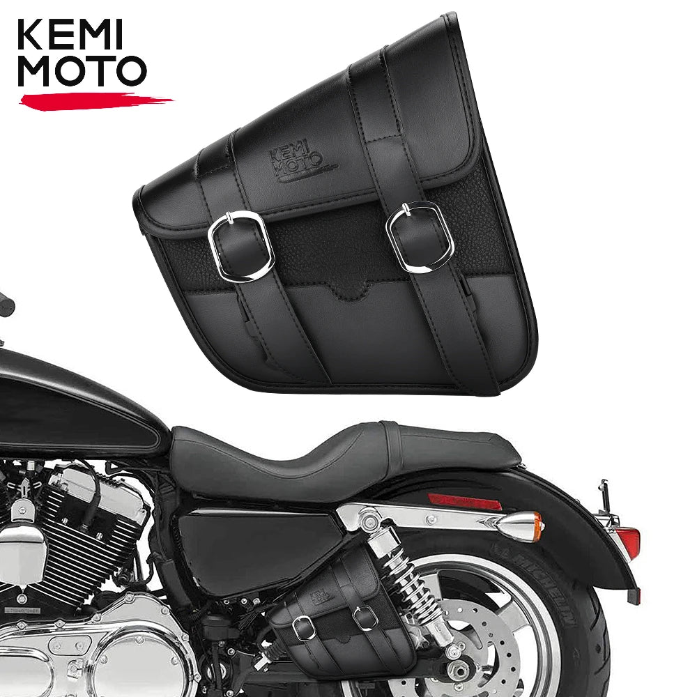 Bolsa Lateral para Moto KEMiMOTO – Saddlebag Swingarm Impermeável em Couro Sintético