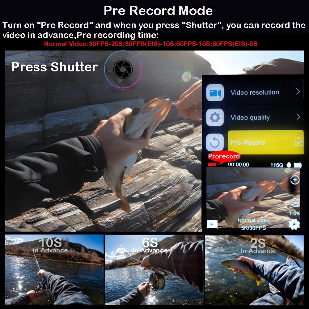 Câmera de Ação 5K 60FPS com Zoom 5X, Touchscreen Dual e Microfone Sem Fio