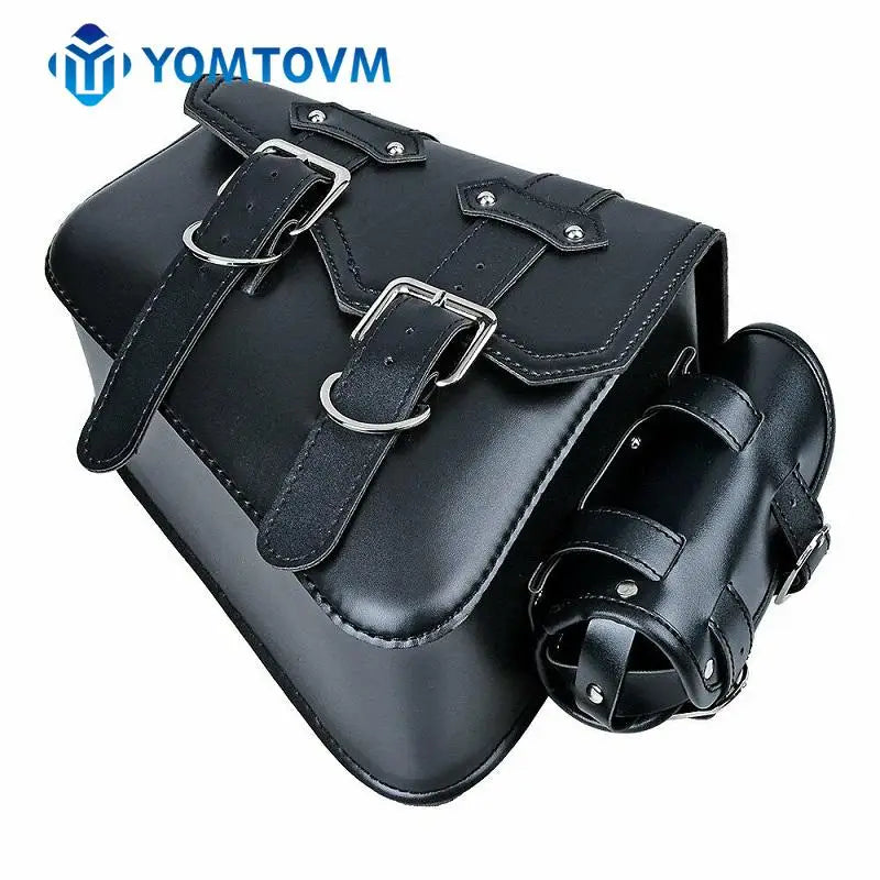 Alforge Solo em Couro PU Preto com Tiras de Montagem – Bolsa de Bagagem para Harley Davidson Sportster XL883 XL1200
