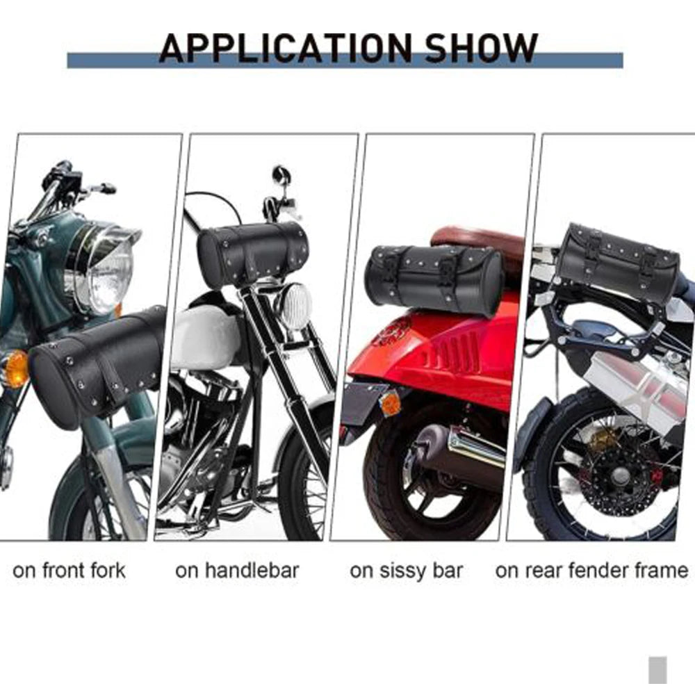 Bolsa de Ferramentas para Garfo Dianteiro de Motocicleta - Universal para Guidão, Compatível com Harley, Kawasaki, Yamaha, Dyna, Softail