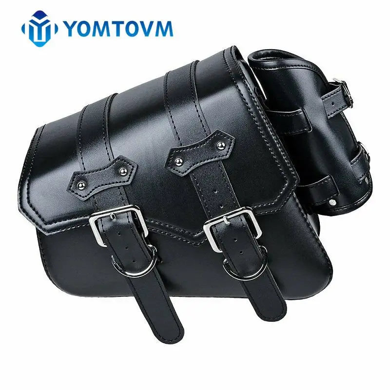 Alforge Solo em Couro PU Preto com Tiras de Montagem – Bolsa de Bagagem para Harley Davidson Sportster XL883 XL1200