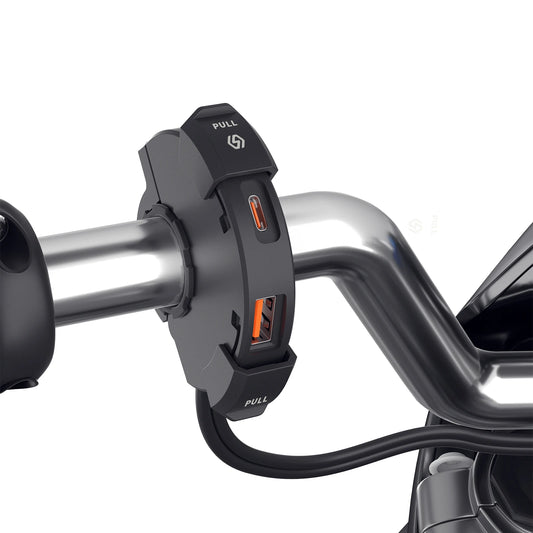 Carregador USB de Moto QC3.0 com Suporte para Guidão - À Prova d'Água e Carregamento Rápido