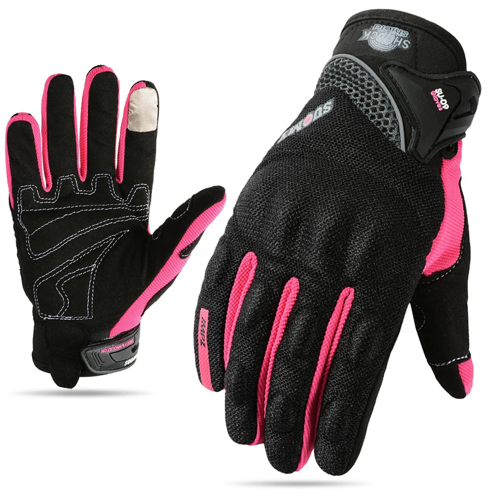 Luvas de Motocicleta Femininas SUOMY - Touch Screen, Completas, em Roxo para Corrida, Escalada, Ciclismo e Motocross