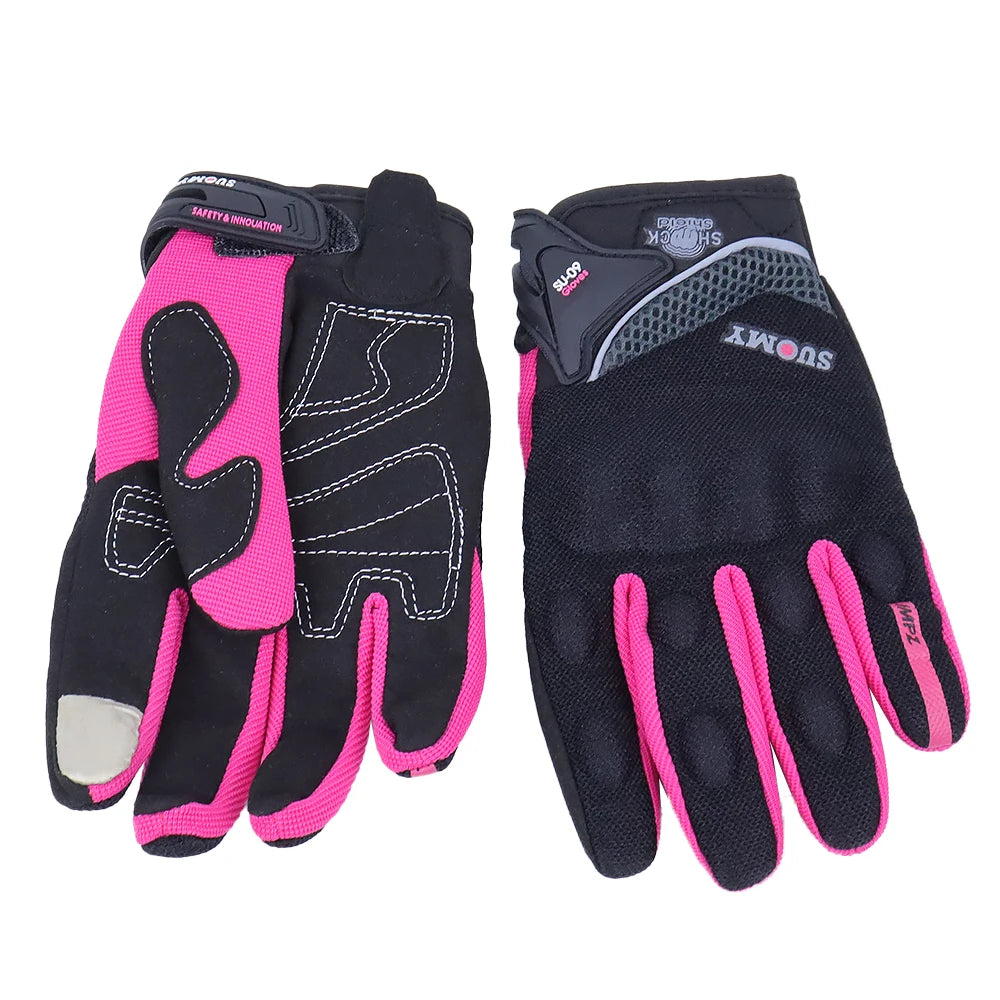 Luvas de Motocicleta Femininas SUOMY - Touch Screen, Completas, em Roxo para Corrida, Escalada, Ciclismo e Motocross