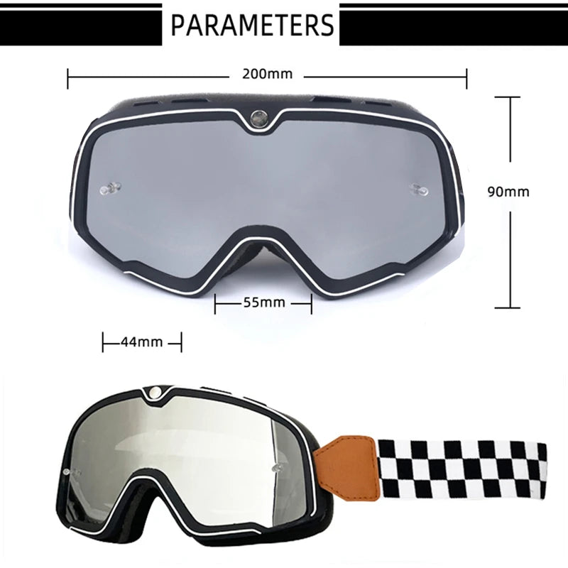 Óculos de Proteção Retro para Motociclistas - Cafe Racer - Chopper - Cycling Racing