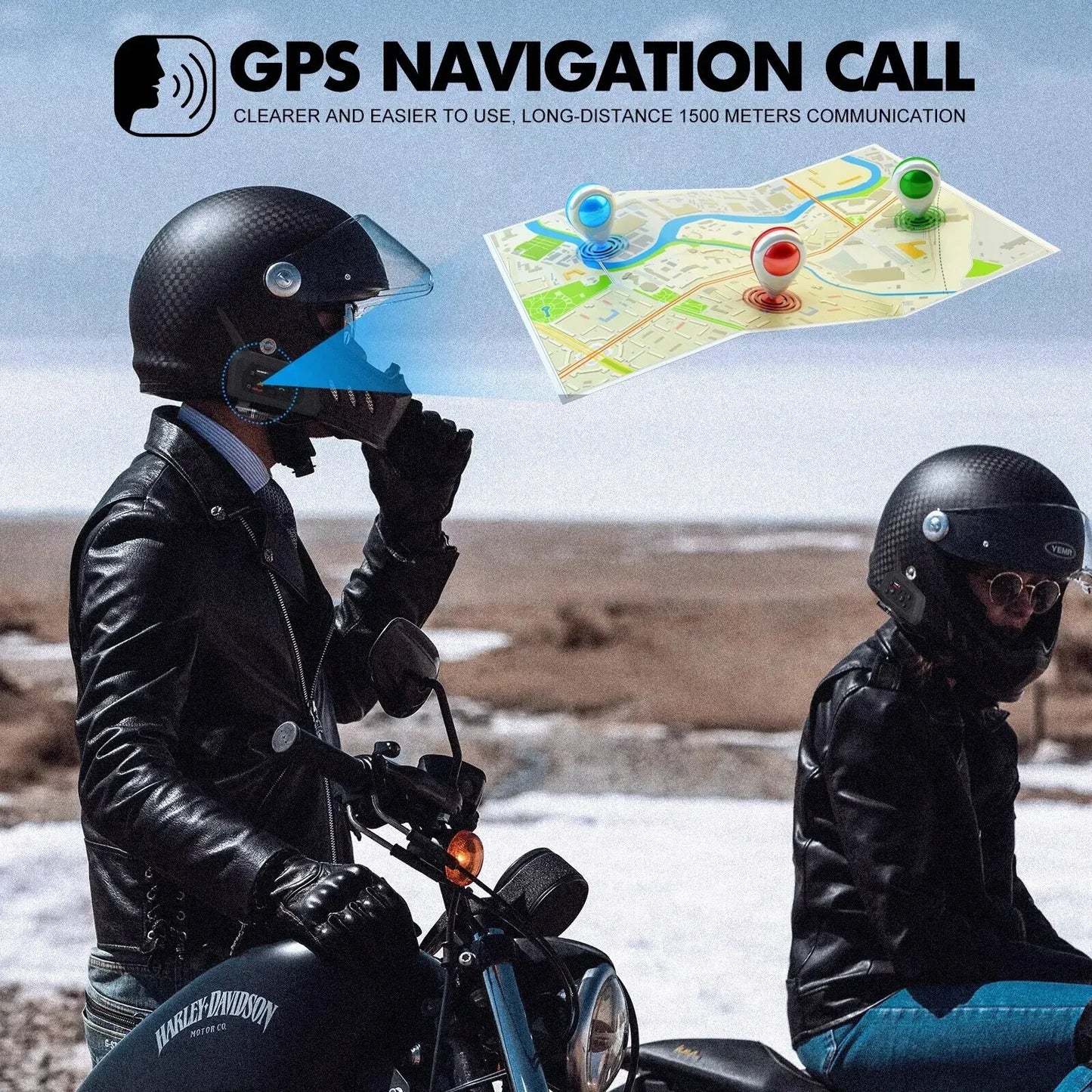 Intercomunicador Bluetooth XiNOWy V6 PRO para Capacete de Motocicleta - À Prova d'Água com Player de Música e Comunicação Full Duplex