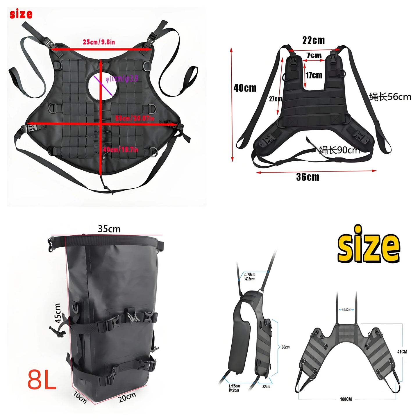 Conjunto de Bagageiro de Tanque de Combustível para Motocicleta