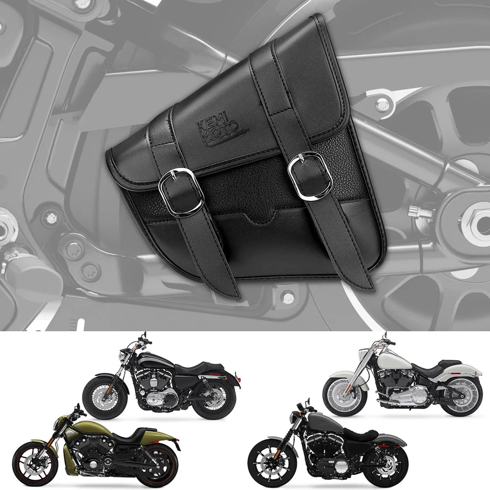 Bolsa Lateral para Moto KEMiMOTO – Saddlebag Swingarm Impermeável em Couro Sintético