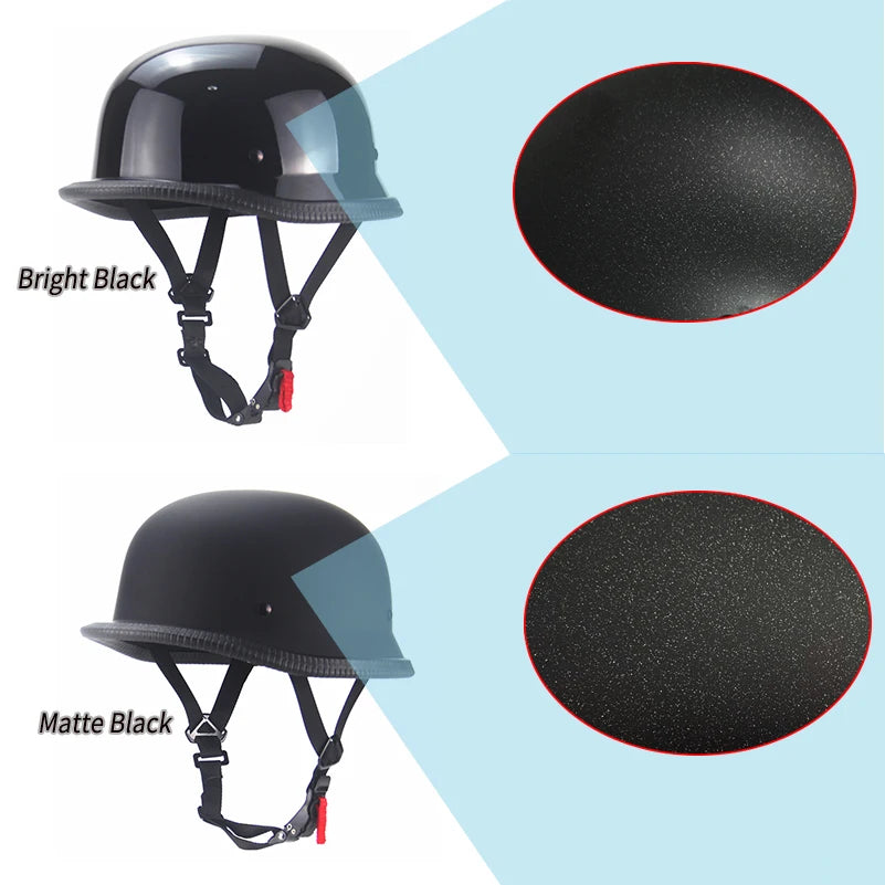 Capacete Vintage Half Face Estilo Alemão para Motocicleta - Modelo Cruiser Chopper DOT Aprovado