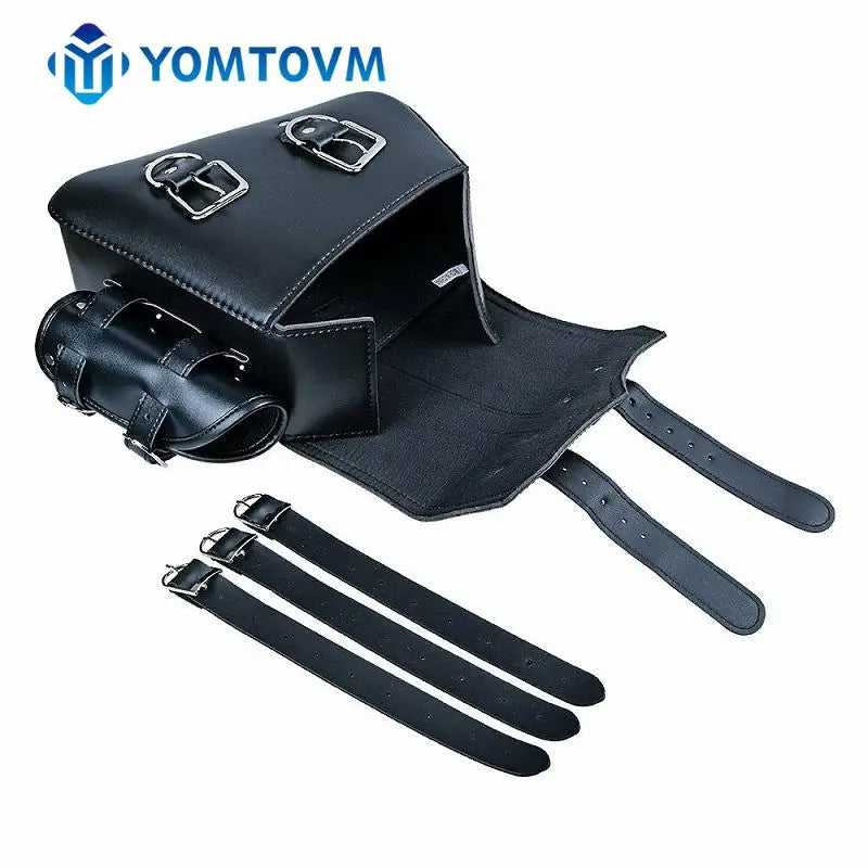 Alforge Solo em Couro PU Preto com Tiras de Montagem – Bolsa de Bagagem para Harley Davidson Sportster XL883 XL1200