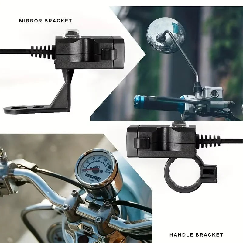 Carregador USB Duplo para Guidão de Moto - À Prova d’Água