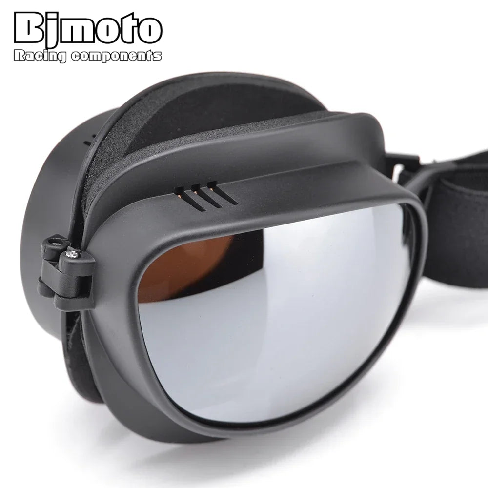 Óculos Vintage Dobráveis para Capacete de Motocicleta - Proteção para Pilotos de Scooter, Dirt Bike, ATV e UTV
