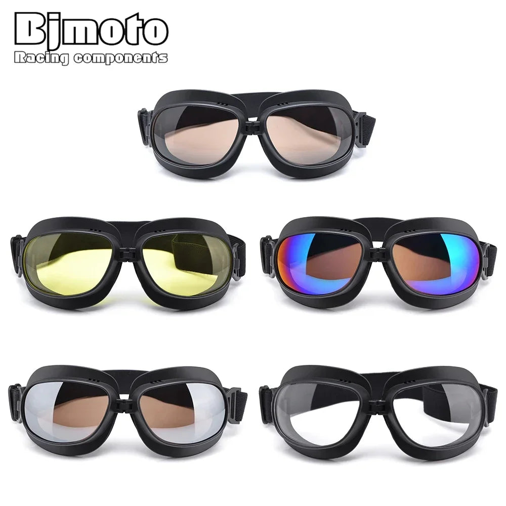 Óculos Vintage Dobráveis para Capacete de Motocicleta - Proteção para Pilotos de Scooter, Dirt Bike, ATV e UTV