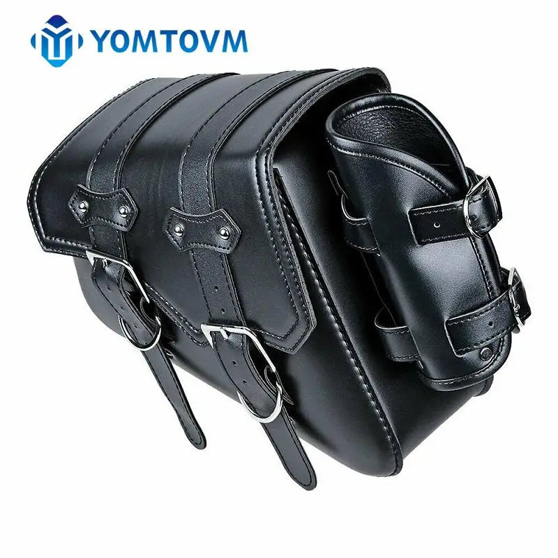 Alforge Solo em Couro PU Preto com Tiras de Montagem – Bolsa de Bagagem para Harley Davidson Sportster XL883 XL1200