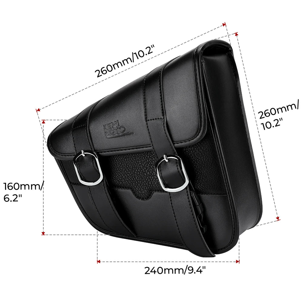 Bolsa Lateral para Moto KEMiMOTO – Saddlebag Swingarm Impermeável em Couro Sintético