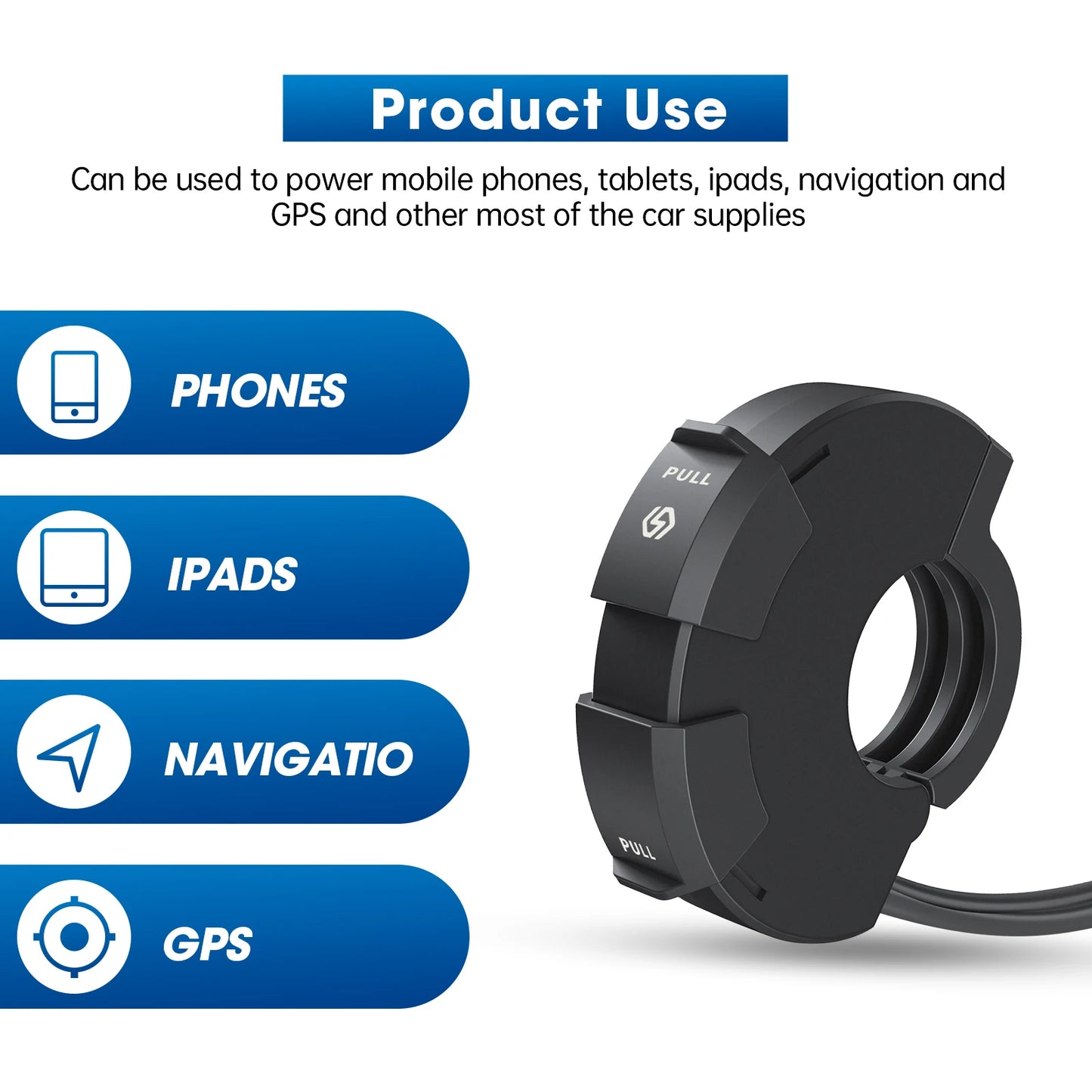 Carregador USB de Moto QC3.0 com Suporte para Guidão - À Prova d'Água e Carregamento Rápido