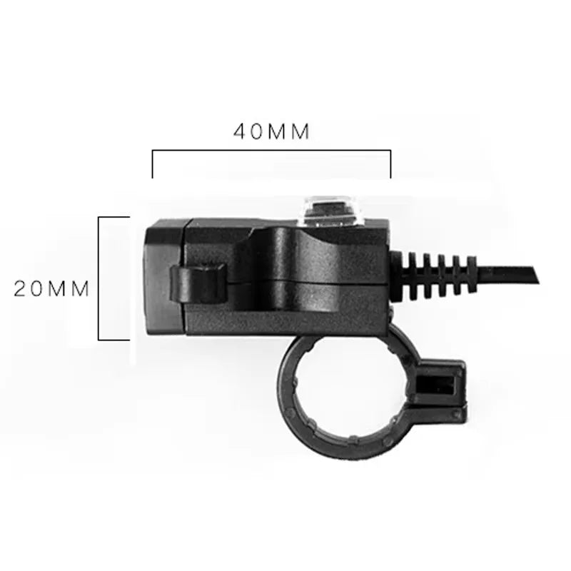Carregador USB para Moto com Voltímetro e Porta Dupla, À Prova D'Água (12-24V)