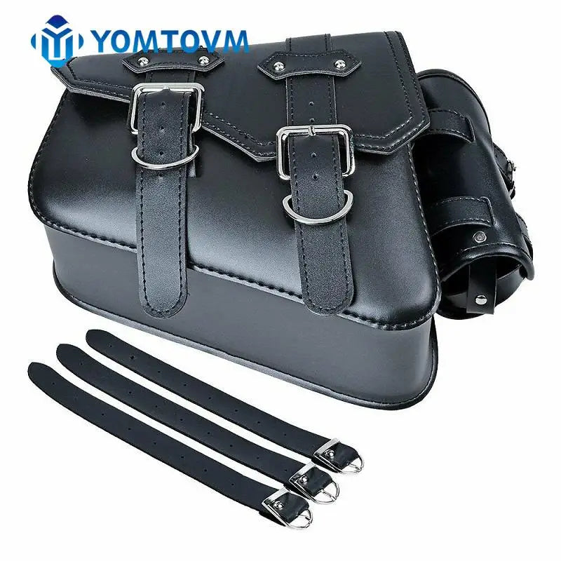 Alforge Solo em Couro PU Preto com Tiras de Montagem – Bolsa de Bagagem para Harley Davidson Sportster XL883 XL1200