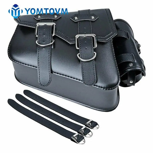 Alforge Solo em Couro PU Preto com Tiras de Montagem – Bolsa de Bagagem para Harley Davidson Sportster XL883 XL1200