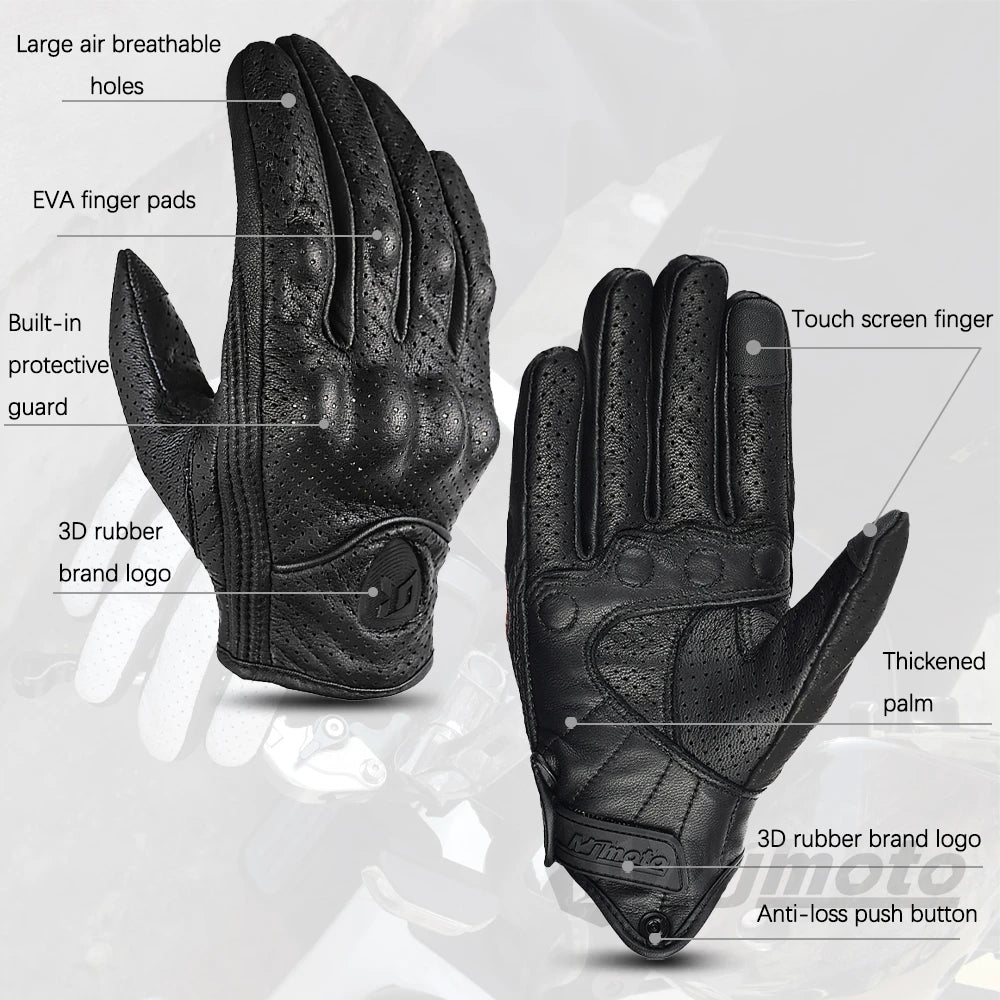 Luvas de Motocicleta Vintage Black: Estilo Clássico e Performance Superior