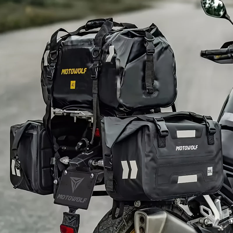 Bolsa Laterais Impermeáveis para Moto - MOTOWOLF 60L (30L Cada) - Verde Militar
