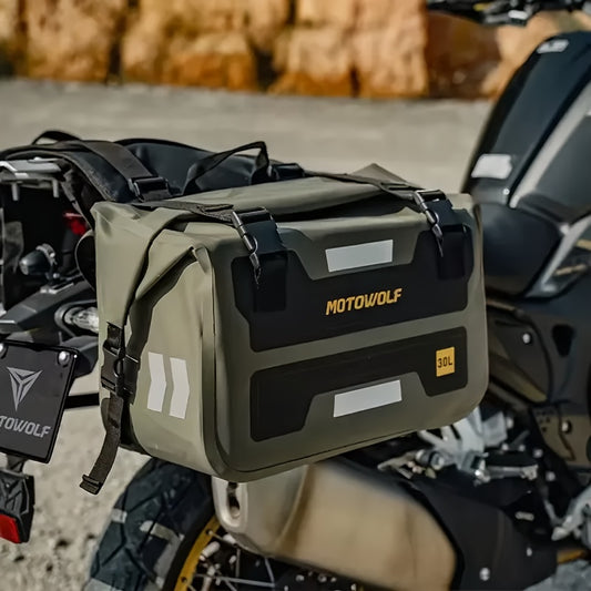 Bolsa Laterais Impermeáveis para Moto - MOTOWOLF 60L (30L Cada) - Verde Militar